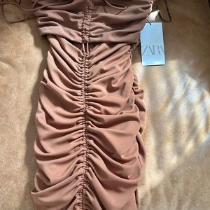 Zara size xs brand new with tags halter ruched dress